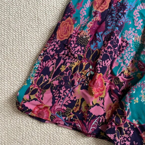 Anthropologie Maeve Teal Floral Andalusia Jumpsuit 6 - Picture 3 of 5